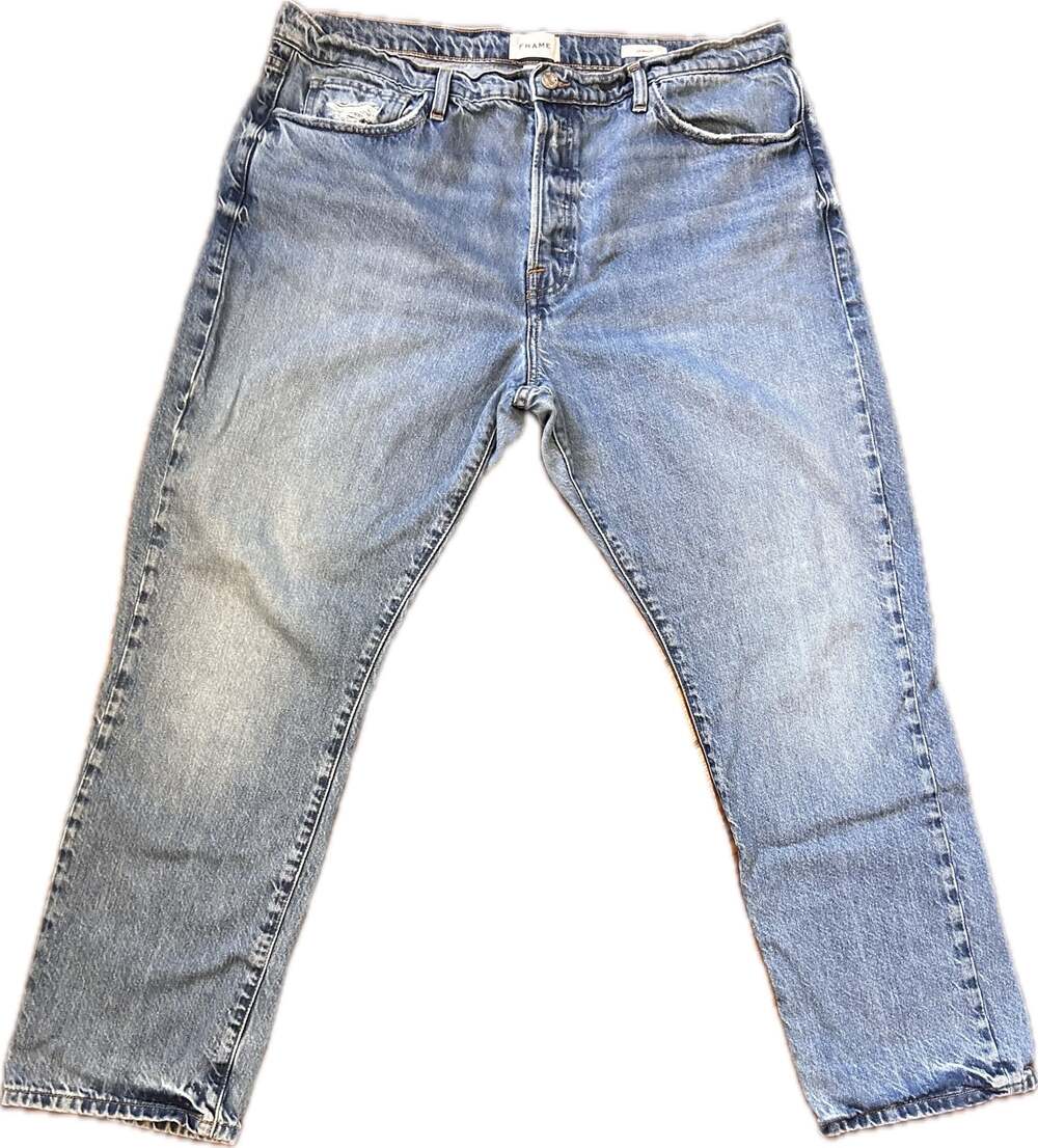 FRAME Le Slouch Mid-Rise Straight Leg Jeans Biodegradable Denim 34 - Picture 3 of 14
